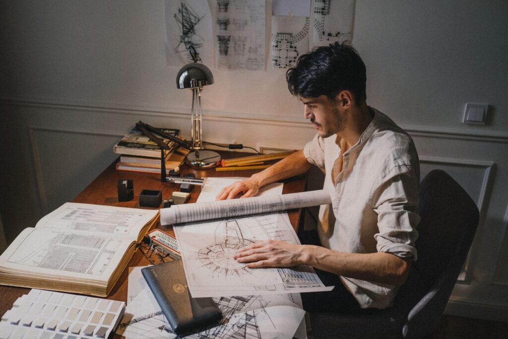 Designer working on a lighting plan